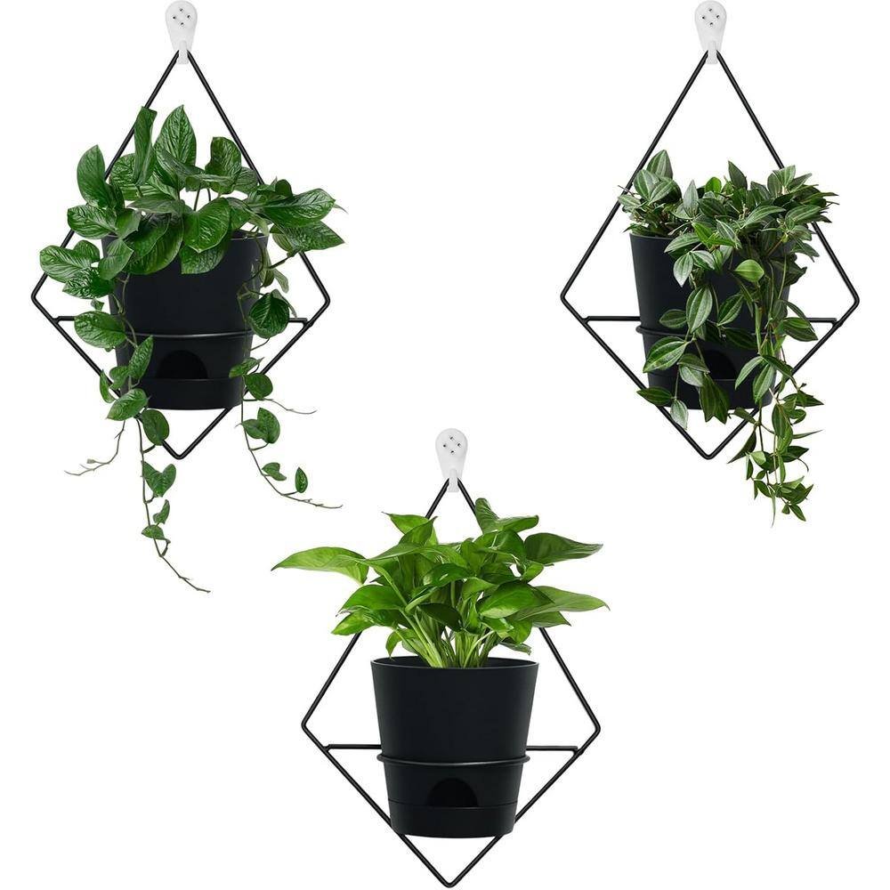 (3-Sets) of Wall Planters for Indoor Plants, Hanging Wall Planter with Black...