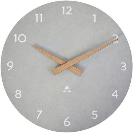 30 x 30 cm Walnut Wood Wall Clock, Silver Grey