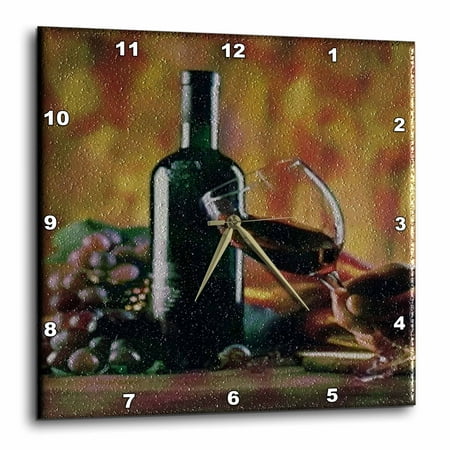 3dRose Glass of Wine in Napa - Wall Clock, 10 by 10-inch