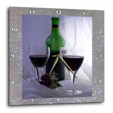 3dRose Silver Wine - Wall Clock, 10 by 10-inch