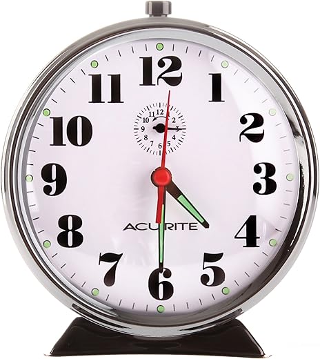 AcuRite 15607 Vintage Alarm Clock, Black Nickel