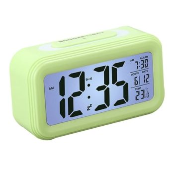 Alarm Clock, Electronic Digital Morning Clock with Large LCD, Backlight, Calendar and Temperature