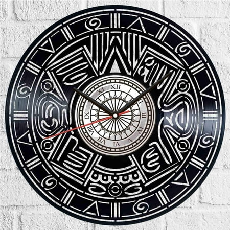 Amblelife Mayan Calendar Vinyl Record Wall Clock Retro style Wall clock Silent Home Decor Unique Art Special Home Accessories Creative Personality Gift