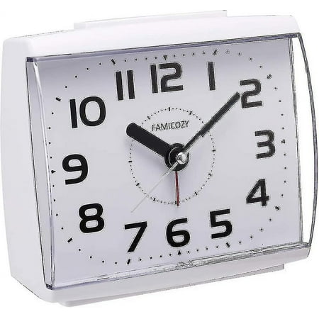 Analogue Alarm Clock For Elderly quiet Non Ticking With Snooze And Backlight crescendo Loud Alarm big Numbers For Easy Reading battery Operated white