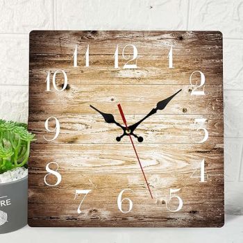 ArtSocket Wooden Wall Clock Silent Non-Ticking, Brown Wood Grain Cracked Vintage Dirty Fence Gray Square Rustic Coastal Wall Clock Decor for Home Kitchen Living Room Office, Battery Operated(12 Inch)