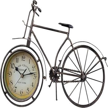 Berry President Antique Crafts Retro Vintage Style Bicycle Desk & Shelf Clock Modern Home Office Decoration Tabletop Display Ornament (Brown)