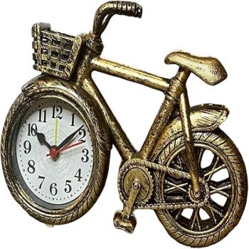 Bicycle Clock Bike Desk Clock Mini Retro Style Rustic Desk Shelf Clock Bike Model Alarm Clock for Bedroom Home Desktop Office Wedding Gift, Bronze