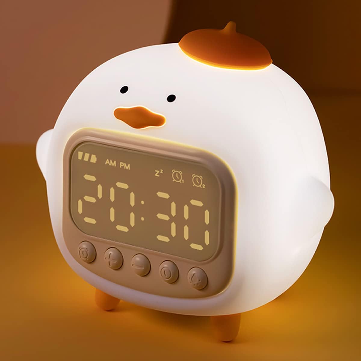 Cute Duck Alarm Clock Night Light, Children's Fun Duckling Wake Up Lamp, Alarm Clock, Night Light for Kids' Bedroom Decoration, Sleep Training Clock, Birthday Gift