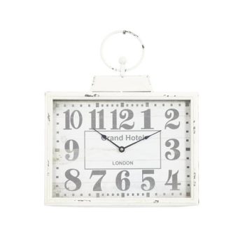 DecMode 16 x 15 White Metal Pocket Watch Style Wall Clock