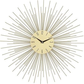 Deco 79 Metal Starburst Decorative Wall Clock Wall Clock for Home with Black Accents, Wall Clock for Room 19 x 1 x 19, Gold