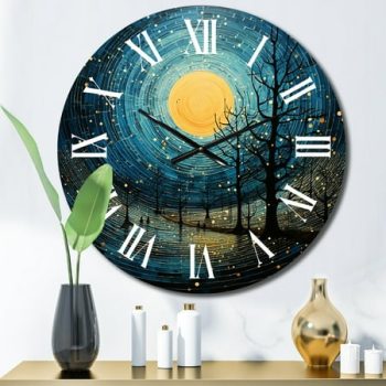 Designart Blue Simplicity Moon III Abstract Collages Oversized Wall Clock