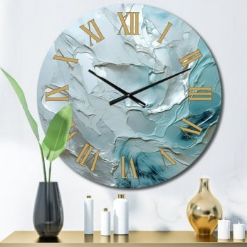 Designart Shimmering Silver Abstract Landscape Oversized Wall Clock