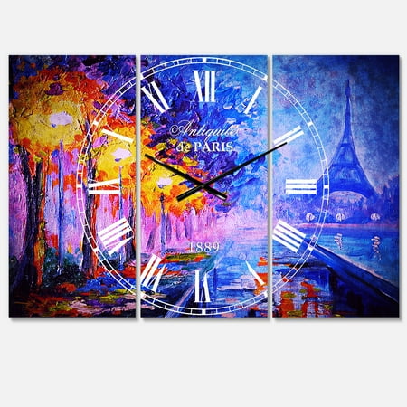 Designart 'View of Paris Eiffel Tower' Mediterranean wall clock