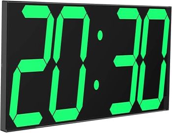 Digital LED Wall Clock, Oversize Wall Clock with 6” Numbers, Remote Control Count up/Countdown Timer Clock, Auto Dimmer, Big Calendar and Thermometer(Green)