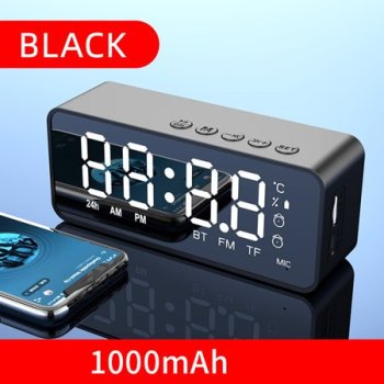 Dual Alarm Clock with Bluetooth Speaker, Portable Wireless Bluetooth Alarm Clock with Radio, HD Ultra-Large Display, Suitable for Kids and Elder People Black