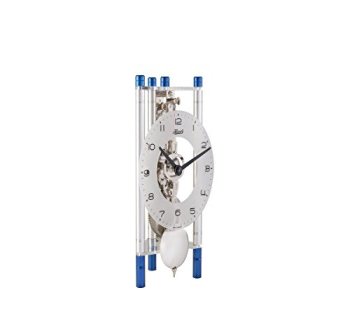 LAKIN Mechanical Mantel Clock By Hermle 23025Q70721 | Silver & Blue | Silver Pendulum