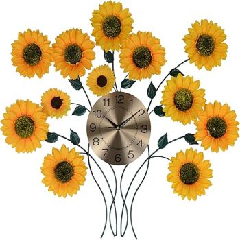 Large Sunflower Metal Wall Clock