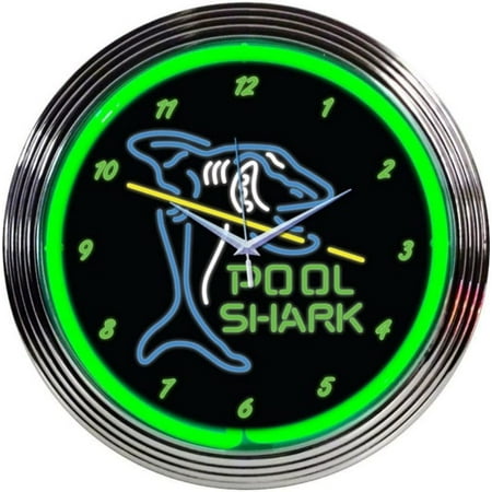 LueInJoy Pool Shark Neon Wall Clock 15-Inch