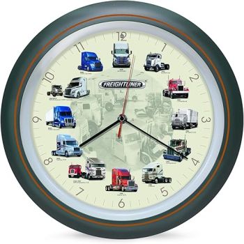 Mark Feldstein & Associates Freightliner Trucks Gunmetal Silver 13 inch Sound Hanging Wall Clock