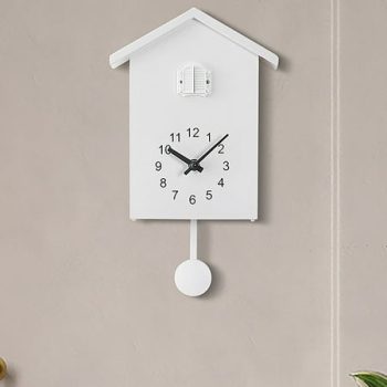 Meiiso Discounted Stock! Artistic Creative European Style Decorative Wall Clock, Large Clockcuckoo Minimalist Birdhouse Modern Desig Clock White Clock, 8.97*5.07*11.31In