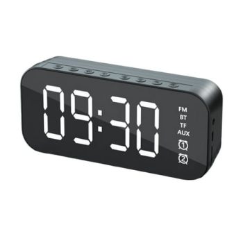 MINKUROW Dual Alarm Clock with Bluetooth Speaker, Portable Wireless Bluetooth Alarm Clock with FM Radio, HD Ultra-Large Display, Suitable for Kids and Elder People Black