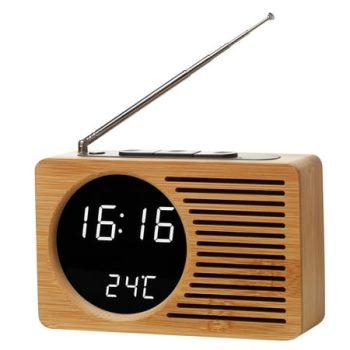 Multifunctional Retro Bedside Radio Wood Alarm Clock High Definition Large Screen Digital Display Clock Radio