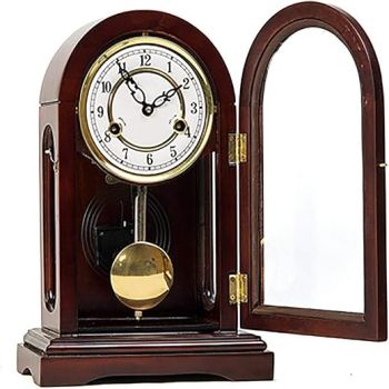 Olid Wood Mantel Clock, Vintage Pendulum Mantle Clock Mechanical Mantel Clocks for Living Room Decor Can Open The Clock Door for Living Room Decor Fireplaces for Living Room