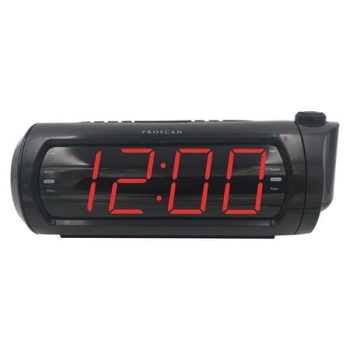 Proscan PCR1245-USB 1.8-In. LED Jumbo-Digit Projection Dual-Alarm Clock Radio with USB Charging