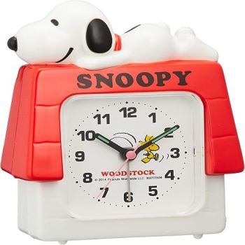 Rhythm Snoopy R551 4SE551MS03 Alarm Clock, Character, Analog, Electronic Sound, 3D, White 11.5X9.0X4.5cm