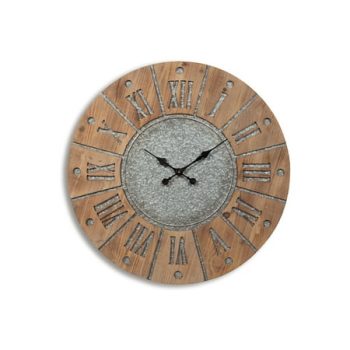 Signature Design by Ashley Casual Payson Wall Clock Antique Gray/Natural