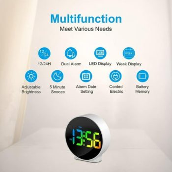 Small Digital Alarm Clock Led Desk Travel Electronic Clock Dual Alarm Snooze Dimmab[1749]