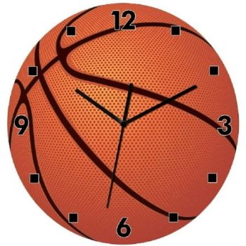 Sports Modern Wall Clock Silent Non-Ticking Quartz Sweep Decorative Battery Operated Wall Clocks for Home Living Room Bathroom School Plastic Frame (Basketball)