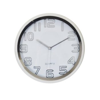 Three Star 12 in. Round Silver Finish Wall Clock