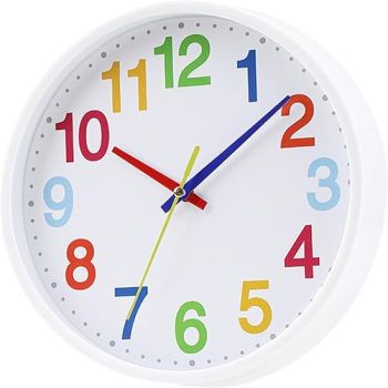 Time Teaching Clock 8.5 Inch Silent Wall Clock for Kids Learning Time, Silent Non-Ticking Quartz Decorative Wall Clock for Teacher's Classrooms Or Children's Bedrooms