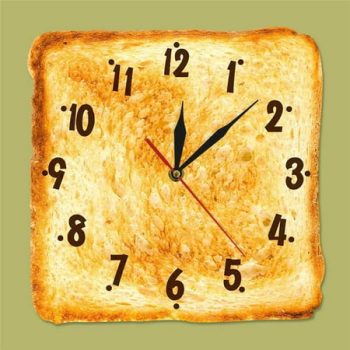 Toast Clock, Silent Non Ticking Bread Wall Clock Realistic Toast Design Kitchen Wall Art Gourmet Bakery Decor Battery Operated Quartz Watch for Dining Room Living Room Home Office