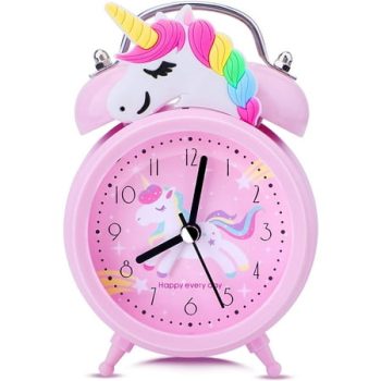 Unicorn Kids Alarm Clock for Kids Girls, Cute Bedroom Decoration, Clock with Backlight Super Loud Twin Bell, Clock for Teen Toddler Kids TCJJ, Christmas Birthday Unicorn Gift for Girls Kids