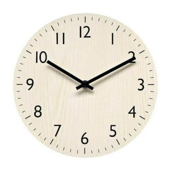 Wall Clock Light Wood Grain Clocks Simple-Design Clock Non Ticking Wall Clocks Decorative for Bathroom Kitchen Etc Decor