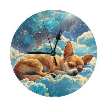 Wall Clocks Battery Operated, Artistic Starry Sky Cloud Dog 9.8 Inch Silent Non Ticking Decorative Large Wall Clock, Wall Clock for Living Room Bathroom Kitchen Bedroom Wall Decor