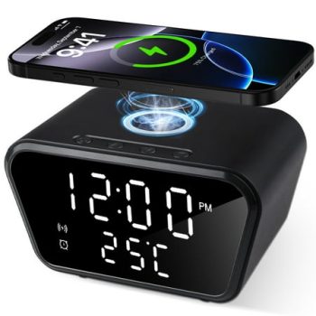 Wireless Charger for iPhone,HopePow Portable 15W Fast Magnetic Wireless Charger Stand Dock with Alarm Clock for iPhone Apple Watch Airpods Charging Station for Apple Multiple Devices