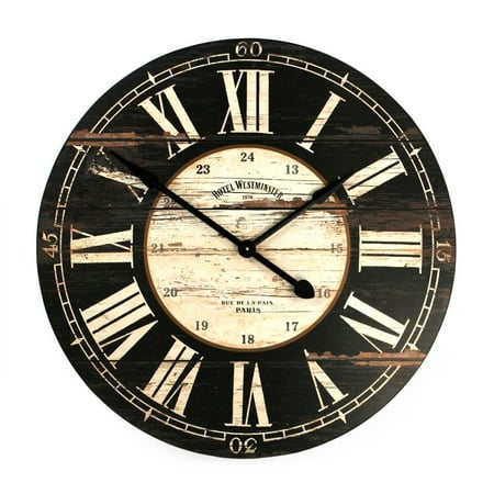 Zentique 32 Black and Beige Round Distressed Finish Cindy Wall Clock