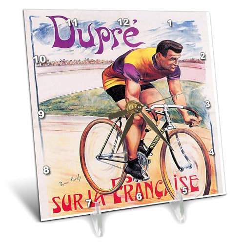 3dRose dc_149749_1 Vintage Duper Sur La Francoise Bicycles Advertising Poster Desk Clock, 6 by 6-Inch