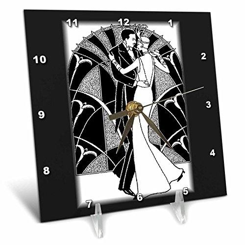 3dRose dc_41536_1 Art Deco Dancing Couple Desk Clock, 6 by 6