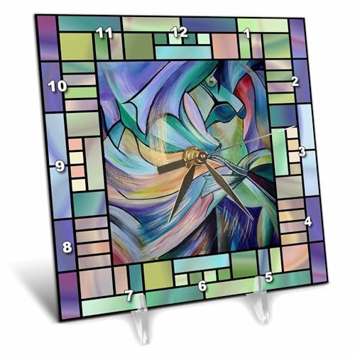 3dRose dc_46761_1 Art Deco Dancer Dance, Dancing, Belly Dance, Bellydance, Oriental Dance, Middle Eastern Dance, Desk Clock, 6 by 6-Inch