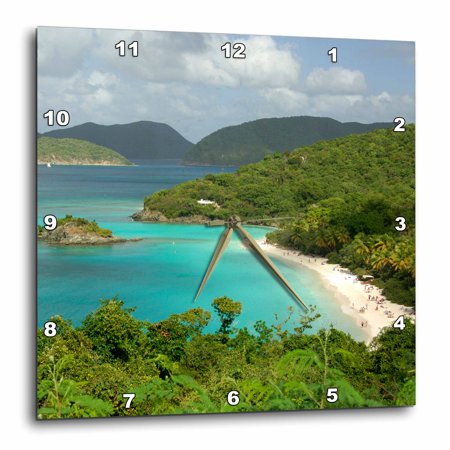 3dRose USVI, St. John, Trunk Bay, Virgin Islands NP-CA37 CMI0147 - Cindy Miller Hopkins - Wall Clock, 13 by 13-inch