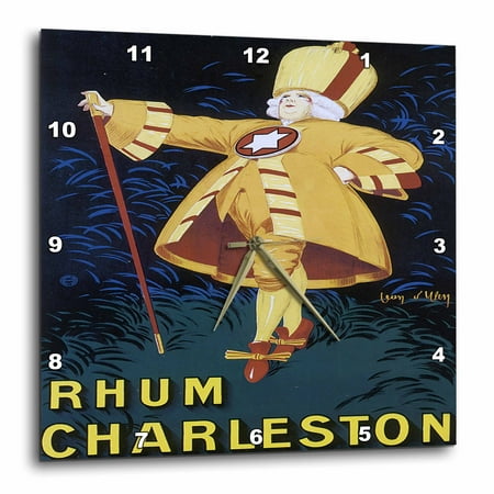 3dRose Vintage Rhum Charleston French Wine Advertising Poster - Wall Clock, 13 by 13-Inch