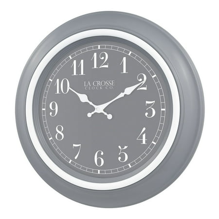 404-3846 La Crosse Clock Co. 18 Louisa Plastic Analog Wall Clock - Gray