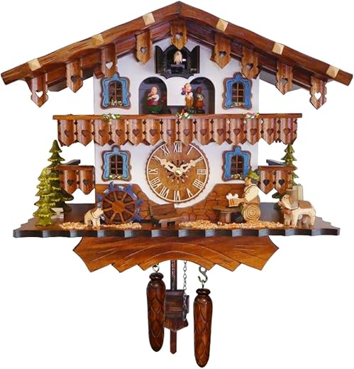 447QMT Engstler Battery-Operated Cuckoo Clock-Full Size-12.5 H x 15 W x 8 D, Mini, Brown