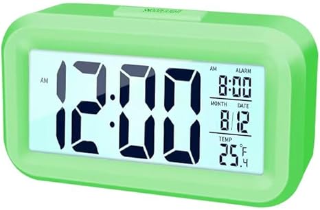 4.5 LED Display Digital Alarm Clock Battery Operated/Night Light with Indoor Temperature, Small Alarm Clock Bedrooms Beside Travel