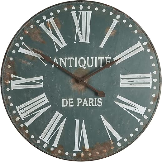 47th & Main Vintage Rustic Round Decorative Wall Clock, 36.22" Diameter, Antiquite De Paris