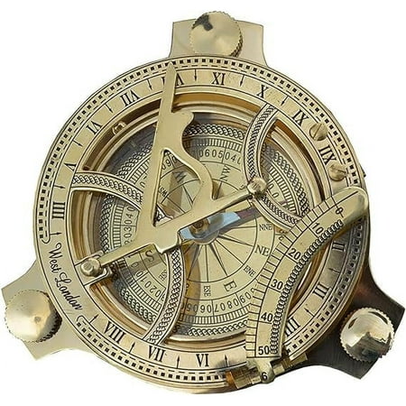 4 inch Brass Sundial Compass - Solis Brass Sun Clock Nautical Collectible Item